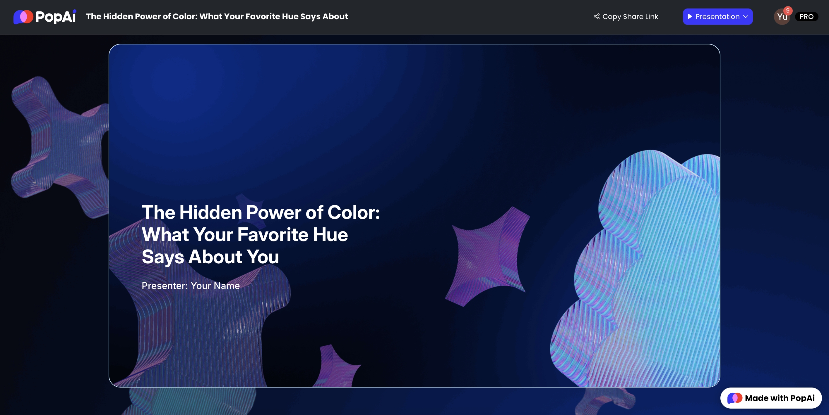 PopAi shared web presentation page with a visible Made with PopAi badge
